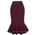 Kate Kasin Occident Women's Fashion OL Causal Wine red Mermaid Hips-Wrapped Pencil Skirt KK000241-2